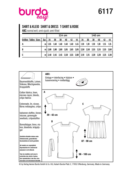 Patron Burda 6117 - Crop Top et robe fluide avec ceinture à nouer