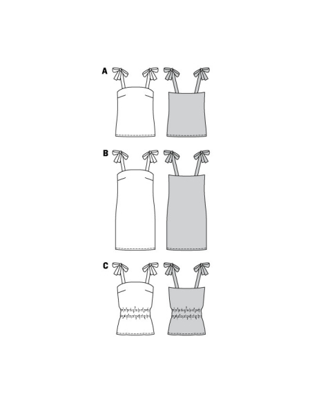 Patron Burda 6121 - Tops faciles à coudre et robes courtes à bretelles