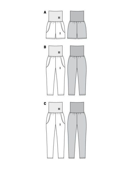 Patron Burda 6124 - Pantalon à large ceinture en tricot