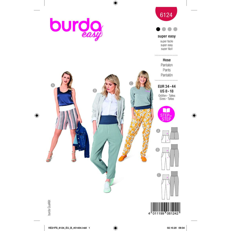 Patron Burda 6124 - Pantalon à large ceinture en tricot