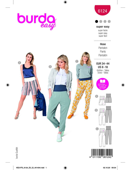 Patron Burda 6124 - Pantalon à large ceinture en tricot