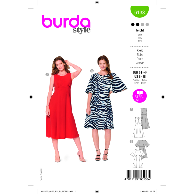 Patron Burda 6133 - Robes stylées avec jupe virevoltante