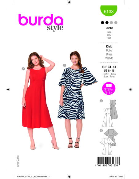 Patron Burda 6133 - Robes stylées avec jupe virevoltante