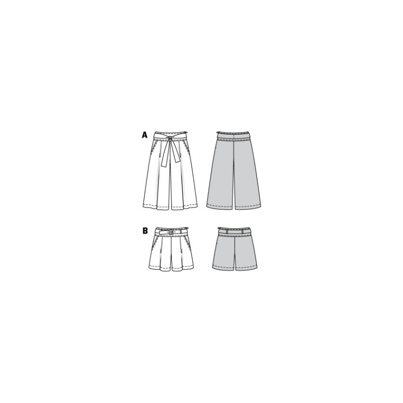 Patron Burda 6138 Jupe culotte ou short avec plis et poches sur l avant
