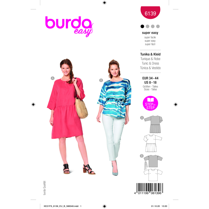 Patron Burda 6139 - Robe et Tunique sans fermetures