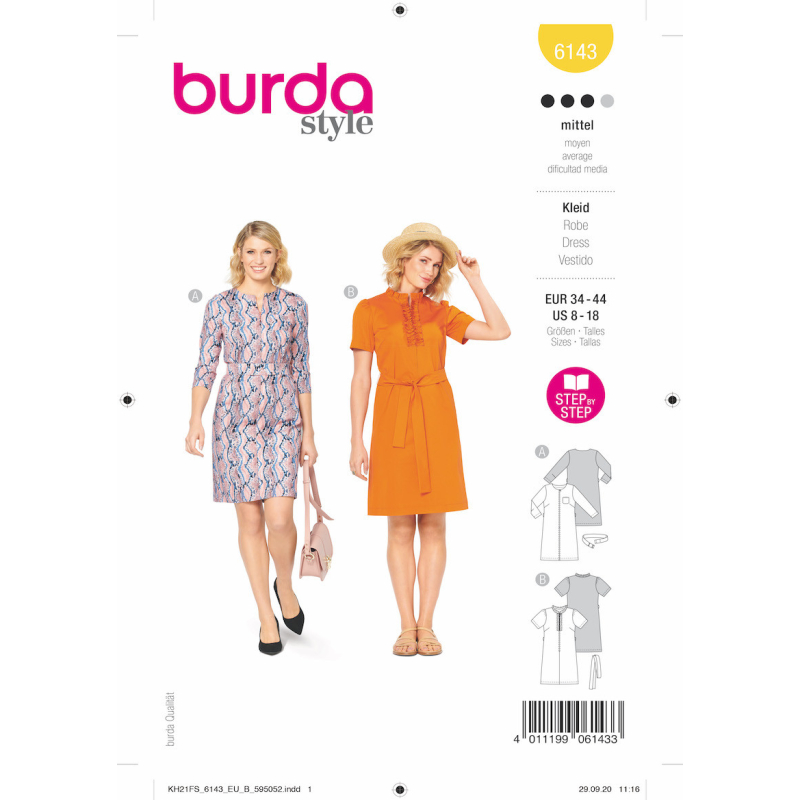 Patron Burda 6143 - Robes ceinturées qui marquent la taille