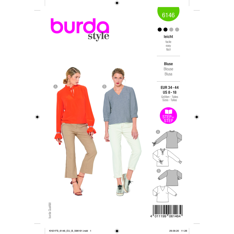 Patron Burda 6146 - Variations de blouses élégantes