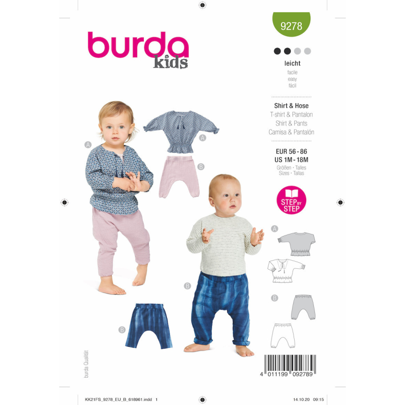 Patron Burda 9278 - Ensemble Pantalon et T-Shirt bébé