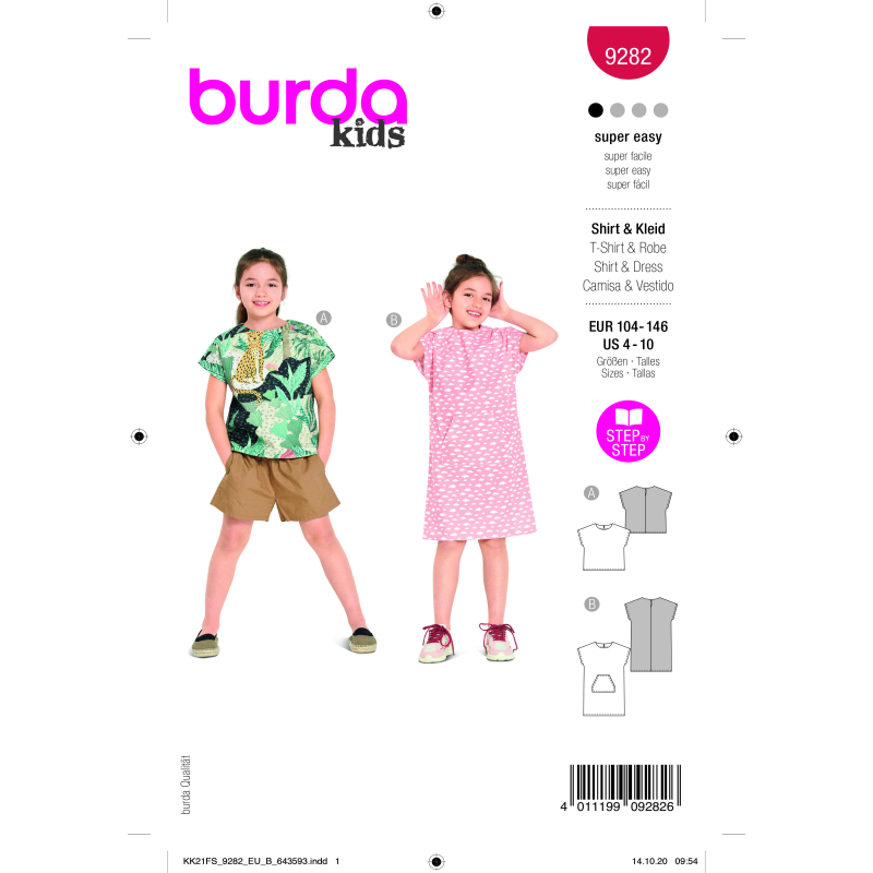 Patron Burda 9282 - T-shirt et Robe enfant spécial débutant