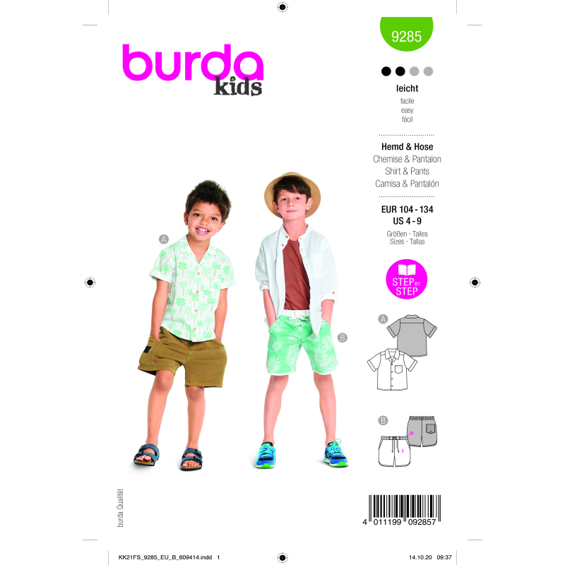 Patron Burda 9285 - Short et Chemise enfant garçon