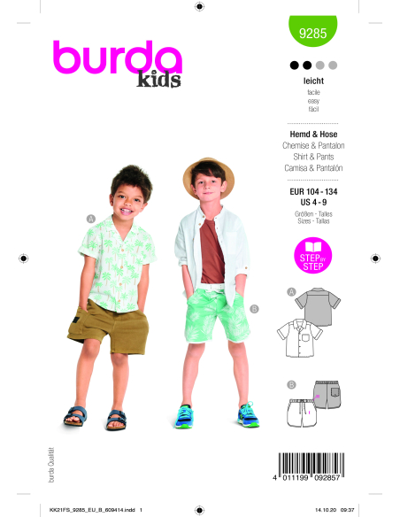 Patron Burda 9285 - Short et Chemise enfant garçon