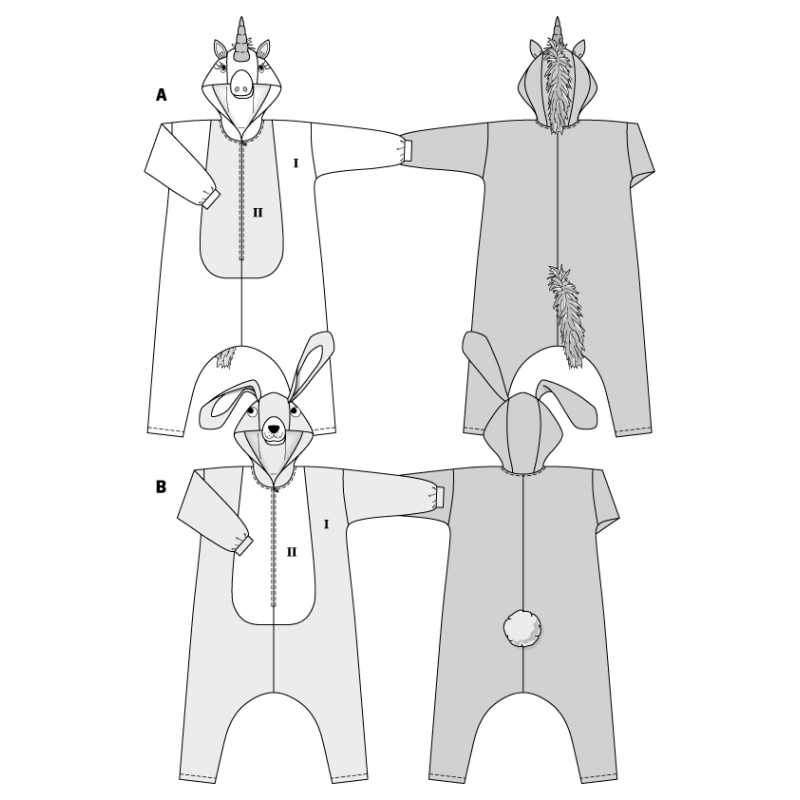 Patron Burda Carnaval 2351 - Combinaison lapin et Licorne Adulte