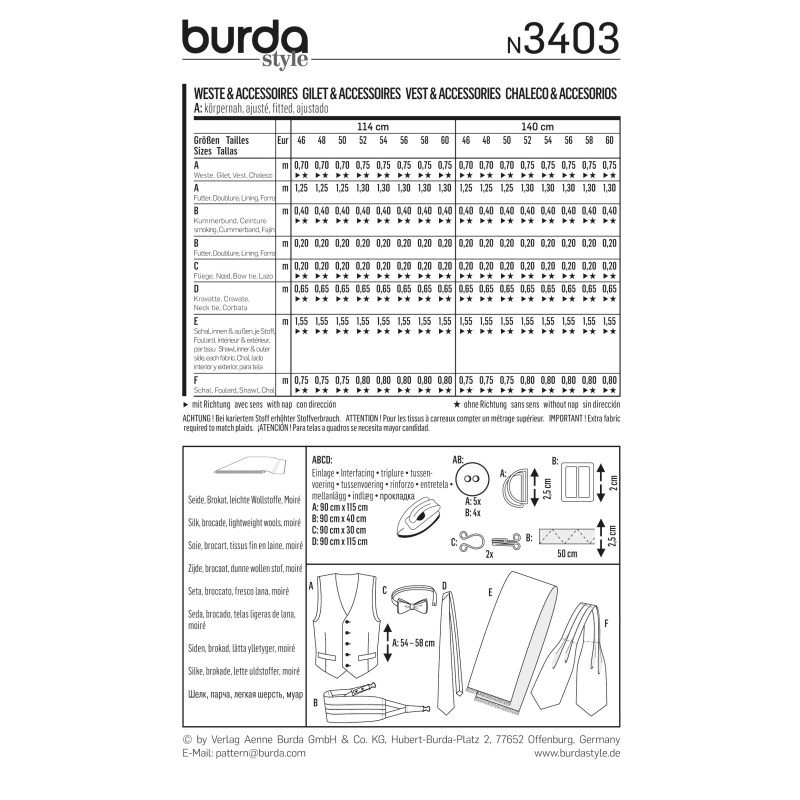 Patron Burda 3403 - Gilet & accessoires