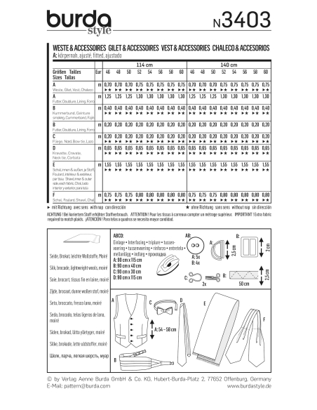 Patron Burda 3403 - Gilet & accessoires
