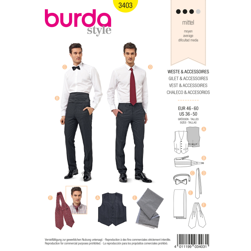 Patron Burda 3403 - Gilet & accessoires