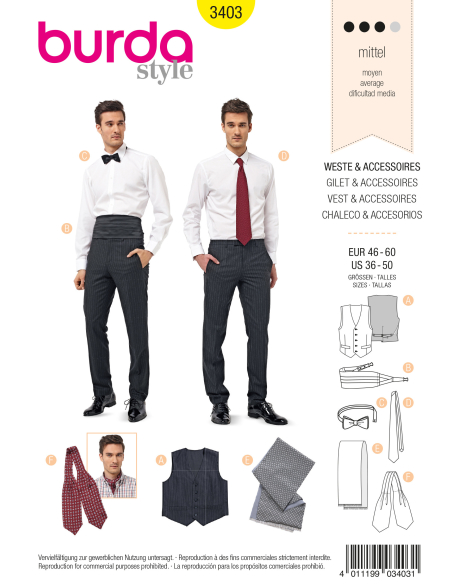 Patron Burda 3403 - Gilet & accessoires