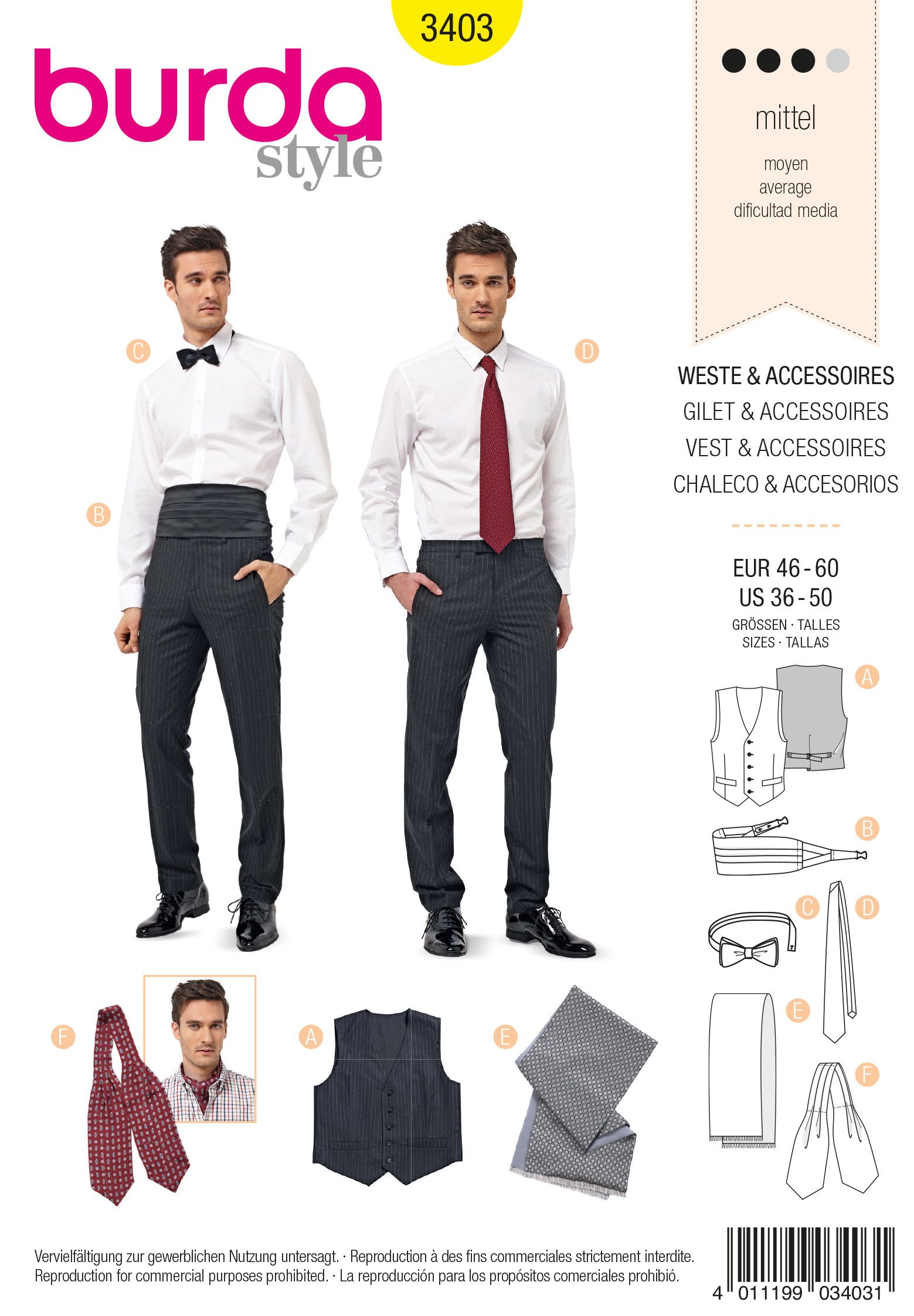 Patron Burda 3403 - Gilet & accessoires