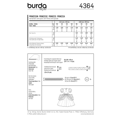 Patron Burda Carnaval 4364 - Déguisement Historique de Princesse enfant 2