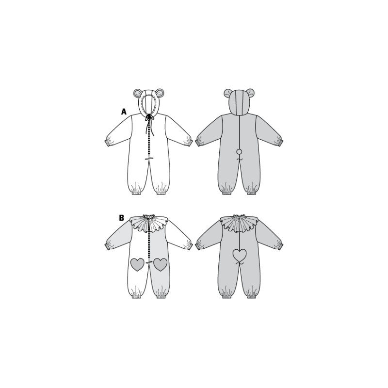 Patron Burda Carnaval 4946 - Déguisement Clown & ours bébé