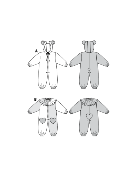 Patron Burda Carnaval 4946 - Déguisement Clown & ours bébé