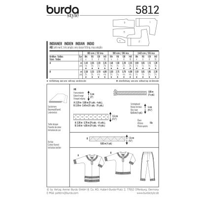 Patron Burda Carnaval 5812 - Déguisement Costume indien enfant 2