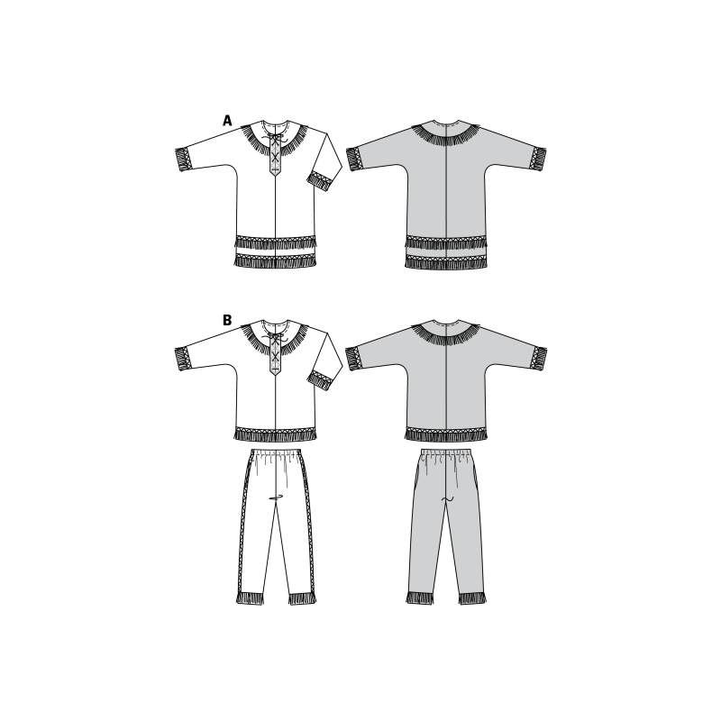 Patron Burda Carnaval 5812 - Déguisement Costume indien enfant