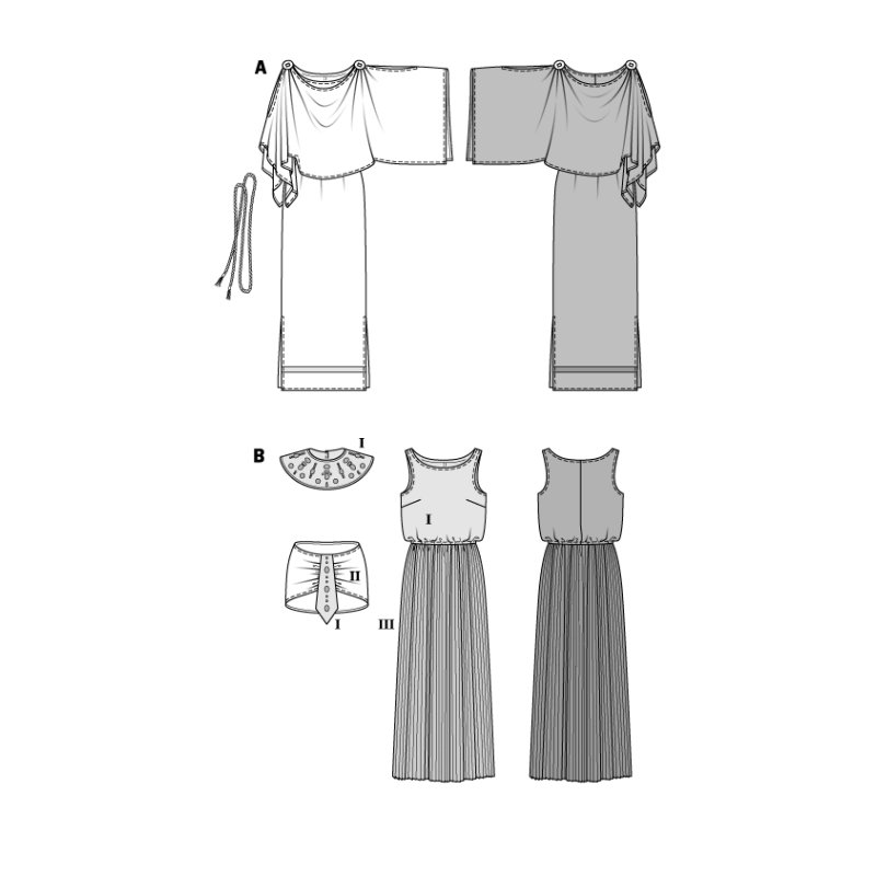 Patron Burda Carnaval 2353 - Déguisement Romaine et Egyptienne Femme