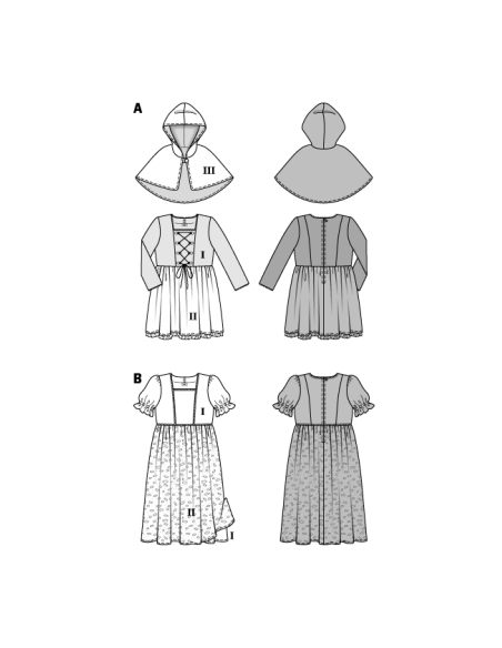 Patron Burda Carnaval 2356 - Déguisement Petit chaperon rouge et Princesse enfant