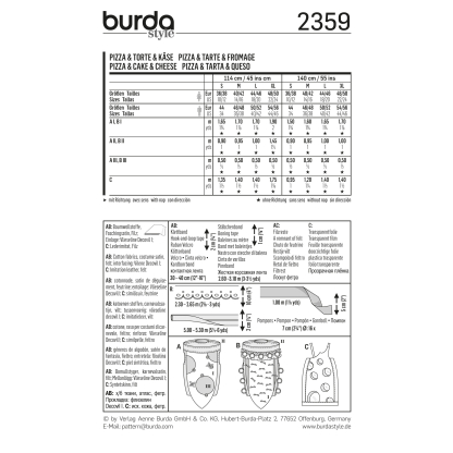 Patron Burda Carnaval 2359 - Déguisement Pizza, tarte et fromage Femme 2