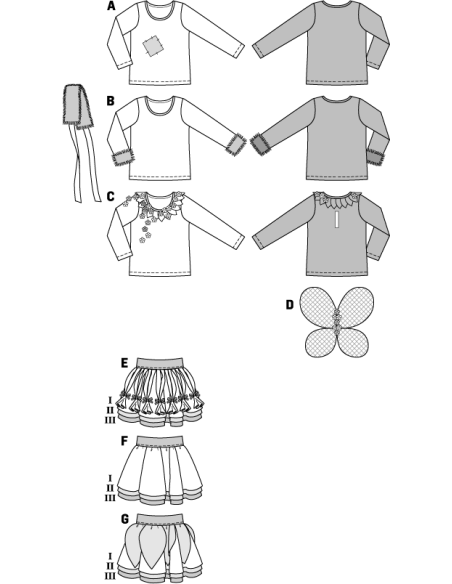 Patron Burda Carnaval 2371 - Déguisement de Sorcière, princesse des glaces et Elfe enfant