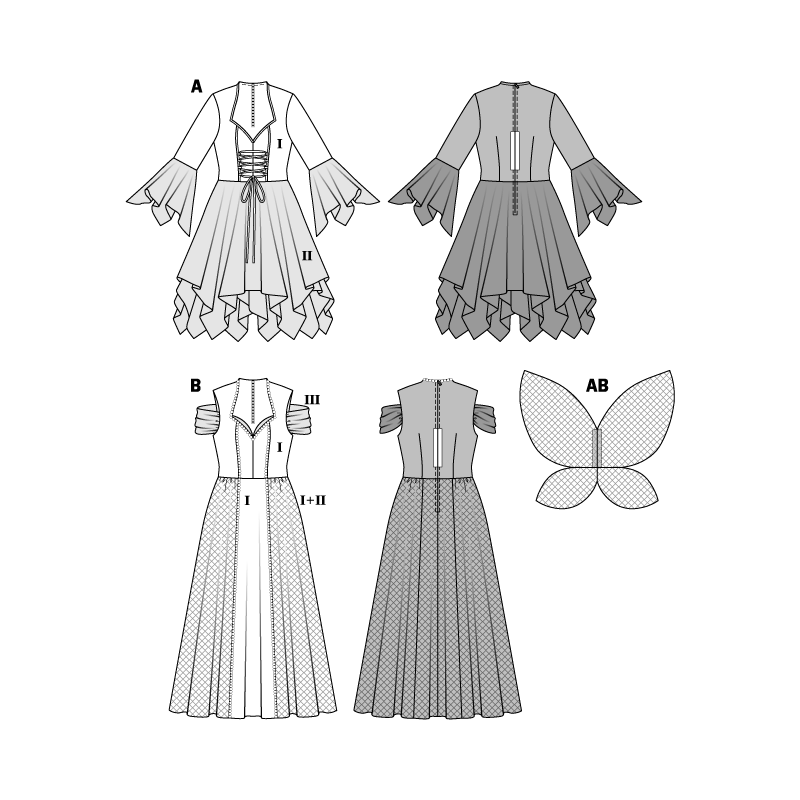 Patron Burda Carnaval 2372 - Déguisement Elfe et Fée Femme