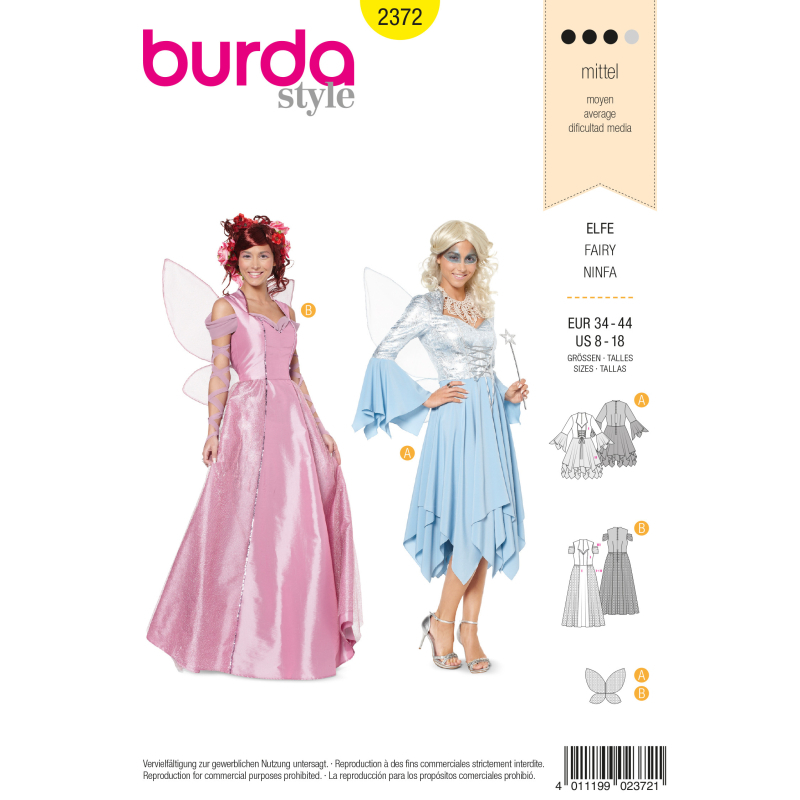 Patron Burda Carnaval 2372 - Déguisement Elfe et Fée Femme