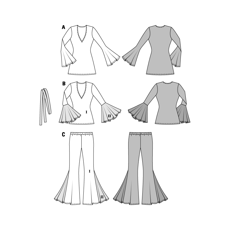 Patron Burda Carnaval 2373 - Déguisement année 70 Femme