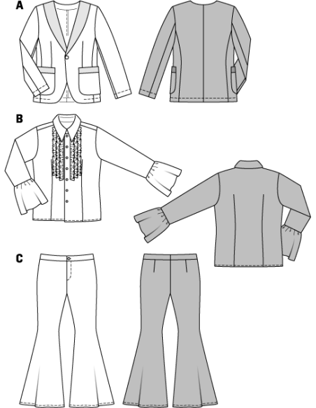 Patron Burda Carnaval 2374 - Déguisement Années 70 Homme