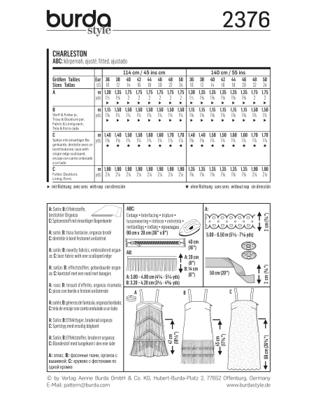 Patron Burda Carnaval 2376 - Déguisement Charleston Femme