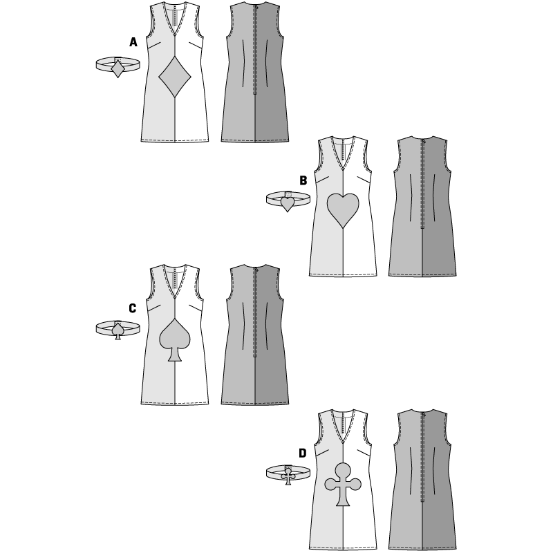 Patron Burda Carnaval 2383 - Déguisement Carte à jouer Femme