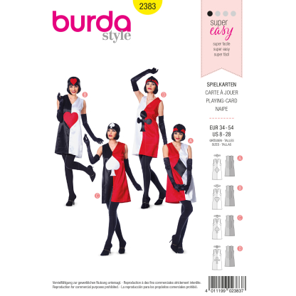 Patron Burda Carnaval 2383 - Déguisement Carte à jouer Femme