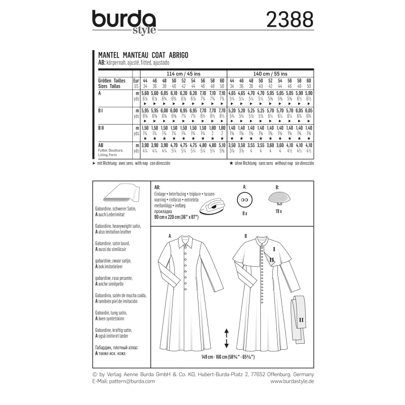 Patron Burda Carnaval 2388 - Déguisement Manteau Prêtre et Cosplay Homme