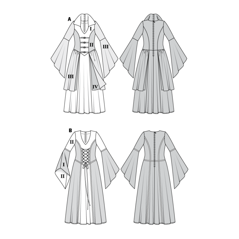 Patron Burda Carnaval 2405 - Déguisement Robe Moyen - âge, sorcière ou voyante Femme