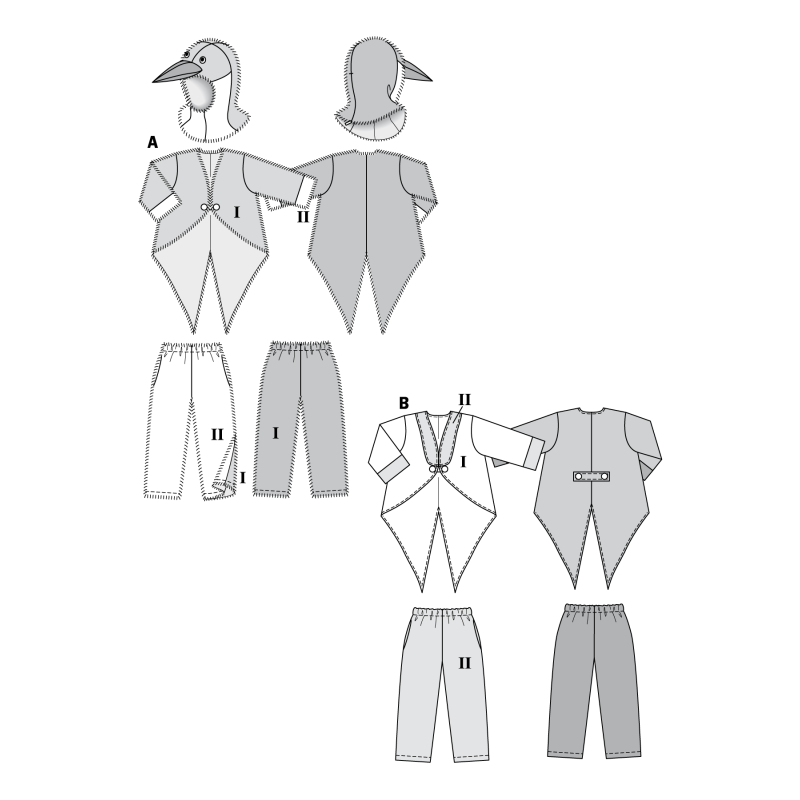 Patron Burda Carnaval 2414 - Déguisement Pingouin et Clown enfant