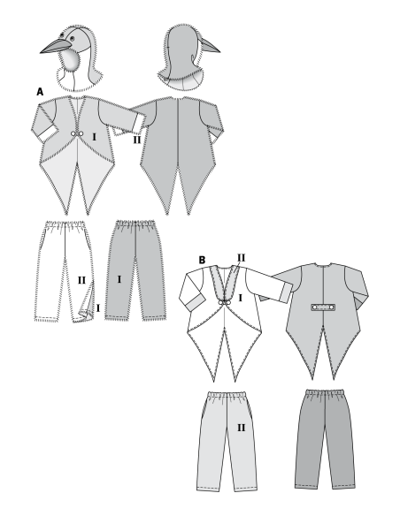 Patron Burda Carnaval 2414 - Déguisement Pingouin et Clown enfant