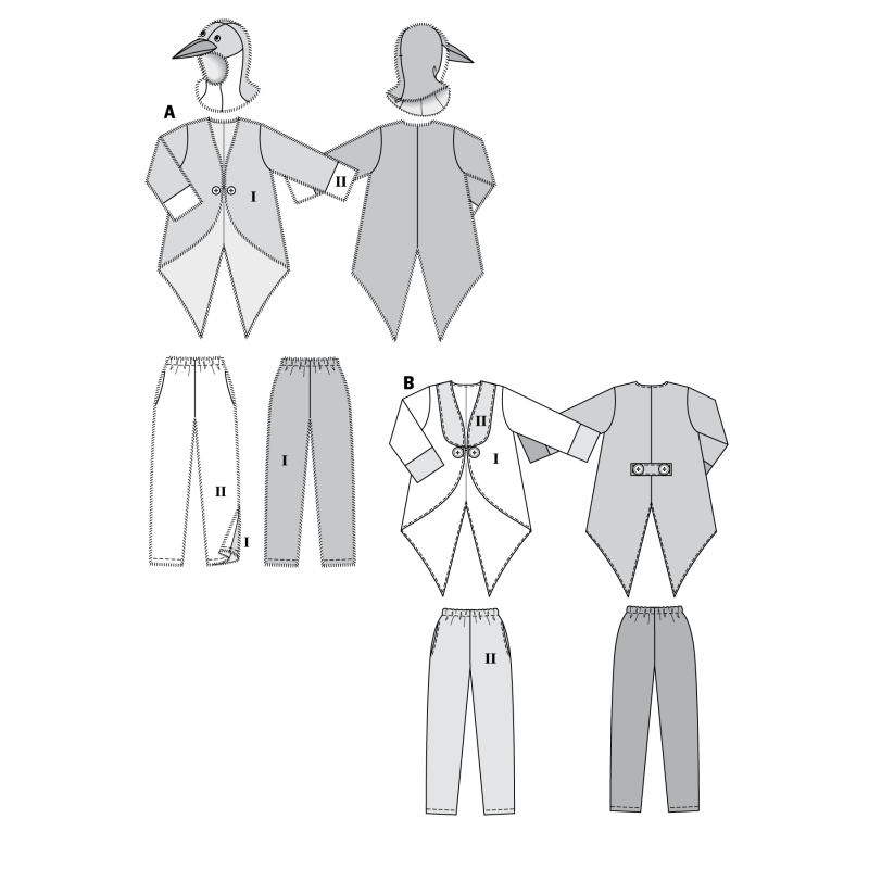 Patron Burda Carnaval 2415 - Déguisement Pingouin & clown Adulte Mixte