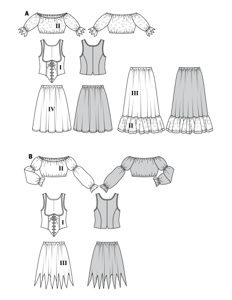 Patron Burda Carnaval 2422 - Déguisement Pirate Femme