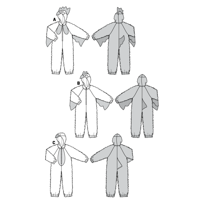 Patron Burda Carnaval 2425 - Déguisement Poule, poussin, coq enfant