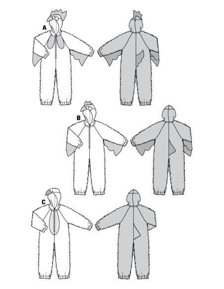 Patron Burda Carnaval 2425 - Déguisement Poule, poussin, coq enfant