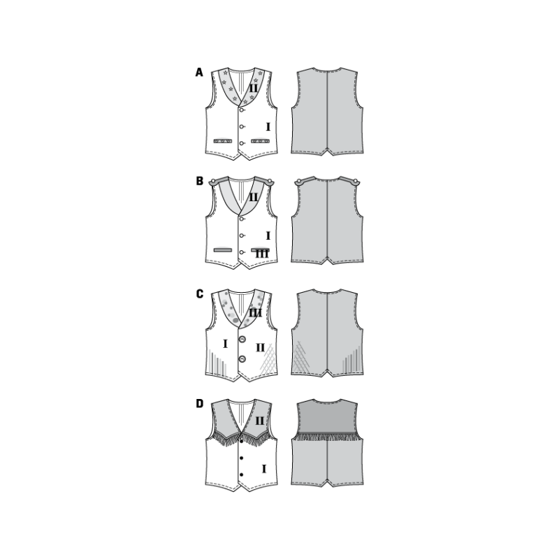 Patron Burda Carnaval 2434 - Déguisement Gilets Homme