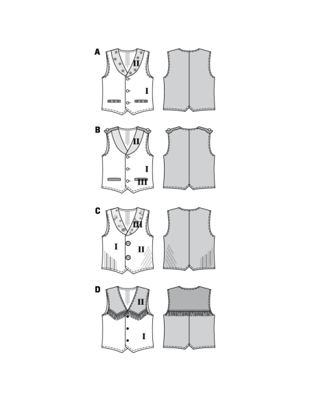 Patron Burda Carnaval 2434 - Déguisement Gilets Homme