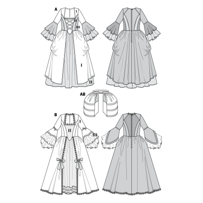 Patron Burda Carnaval 2447 - Déguisement Historique Robe Rococo Femme 2