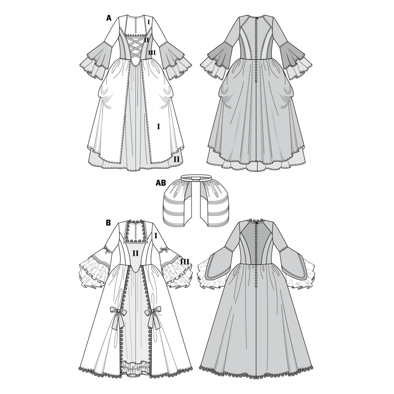 Patron Burda Carnaval 2447 - Déguisement Historique Robe Rococo Femme