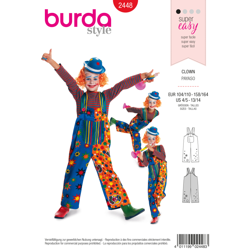 Patron Burda Carnaval 2448 - Déguisement Clown enfant
